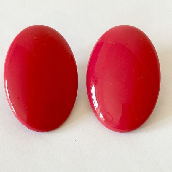 Pink Fuchsia Metal Oval 1 3/4 in Earrings Street Wear 80’s 90’s Vintage - Picture 3 of 4